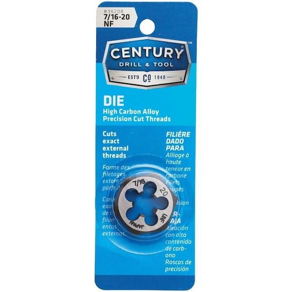 Century Drill & Tool Century Drill & Tool 7/16-20 National Fine 1 In. Across Flats Fractional Hexagon Die 96208 - main